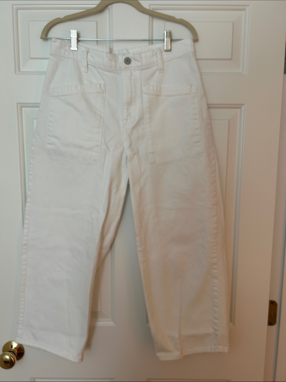 Lucky Brand White Wide-Leg Cropped Jeans
